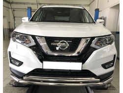 Защита переднего бампера двойная (радиус) d60/42 для Nissan X-trail T32 (2018-)