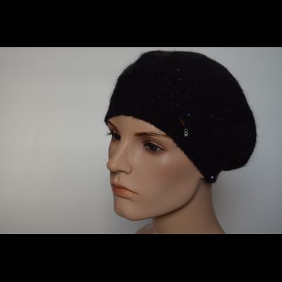 Черный одинарный берет вязаный Vizio Италия 6943 BO