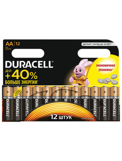 Батарейки DURACELL Basic, AA (LR06, 15А), алкалиновые, КОМПЛЕКТ 12 шт., в блистере