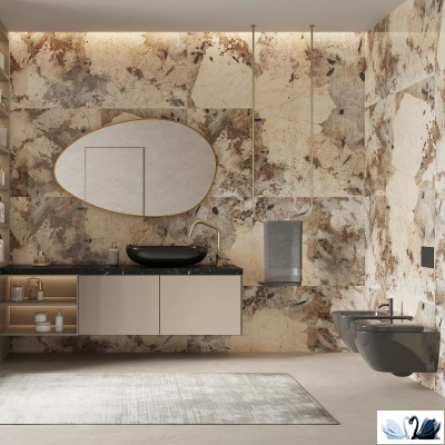 Керамогранит Creto Patagonia Bronze 180х120 см High Gloss серо - бежевый