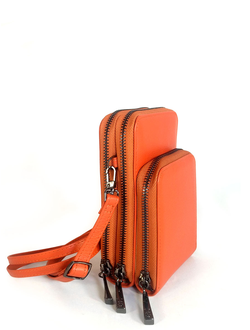 (АРТИКУЛ: 10142/3) СУМКА ЖЕНСКАЯ МАЛЕНЬКАЯ, НАТУРАЛЬНАЯ КОЖА, ЯРКО-ОРАНЖЕВАЯ, ТРИ ОТДЕЛЕНИЯ, С РЕМЕШКОМ ЧЕРЕЗ ПЛЕЧО