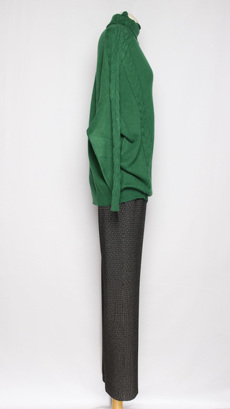 Джемпер кимоно "ВЫСОКИЙ ВОРОТ КОСЫ" малахит, бежевый, лаванда, розовый р.46-56