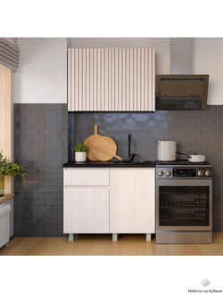 Тренд 1,0 м  Кухонный гарнитур Ясень белый столешница черный мрамор