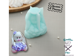 Силиконовый молд «Зайка в платье», 5,5×4,8×6,7 см, цвет бирюзовый