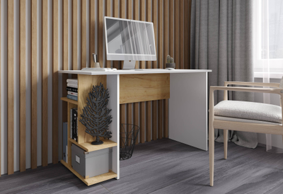 СКМ-6 компьютерный стол Белый с тиснением/Дуб Крафт Золотой