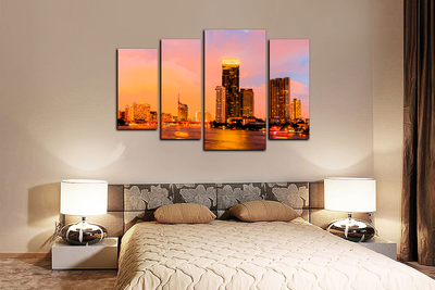 Модульная картина "Небоскребы у воды"