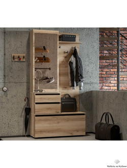 Берген вешалка с зеркалом прихожая Дуб делано/Венге