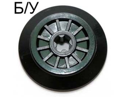 ! Б/У - Train Wheel RC, Spoked with Technic Axle Hole and Rubber Friction Band, Black (55423c01 / 4289864 / 4582034 / 4621116 / 6284110) - Б/У
