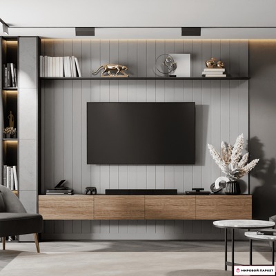 Скандинавские стеновые панели Ликорн Светло-серые 125х12х2800