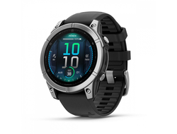 Умные часы Garmin Fenix E - 47 мм, AMOLED серебристый стальной безель, черный силиконовый ремешок (010-03025-00)