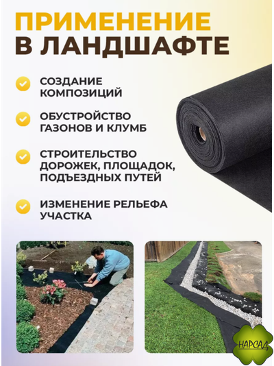 СУПЕР-ПРОЧНЫЙ ГЕОТЕКСТИЛЬ черный (ТОЛЩИНА - 200, ШИРИНА - 1,6 м) Цена за 1 п/м
