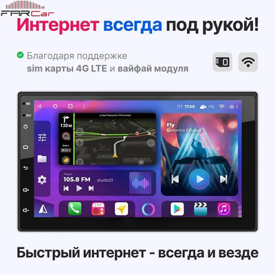 Магнитола FarCar HL832 2 din 4/64 gb 7 дюймов 178х102 на Android