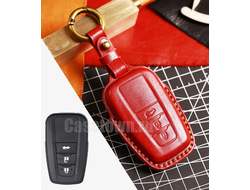 Красный чехол на ключ Toyota camry v70, Prado, Rav4, Highlander 4 (натуральная кожа)