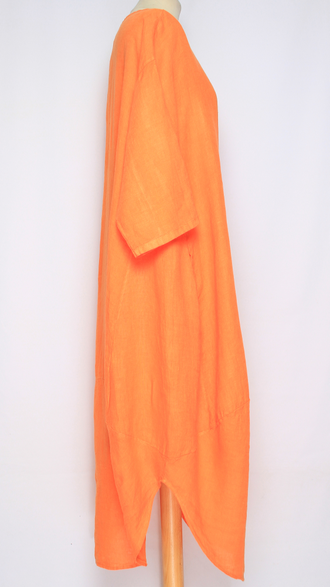 ПЛАТЬЕ БОХО ЛЬНЯНОЕ "ТЮЛЬПАН РАЗРЕЗЫ" красное, оранжевое, розовое, терракотовое, св.коричневое, электрик до р.54