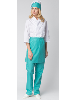 Костюм женский повара Шеф (тк.ТиСи), белый/бирюзовый