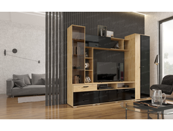 ЛДСП Гостиная КРОКУС Дуб Вотан-Черный глянец