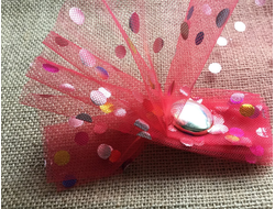 Фатин "конфетти" цвет-красный, длина 1 м, ширина 15 см