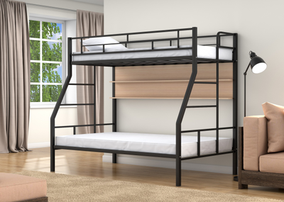 Двухъярусная кровать Раута Твист Черный полка дуб молочный фото