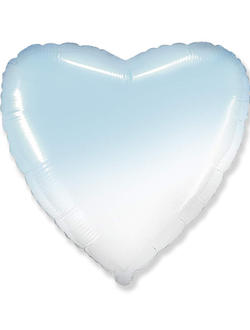 Фольгированный шар с гелием "Сердце голубой градиент" 45см