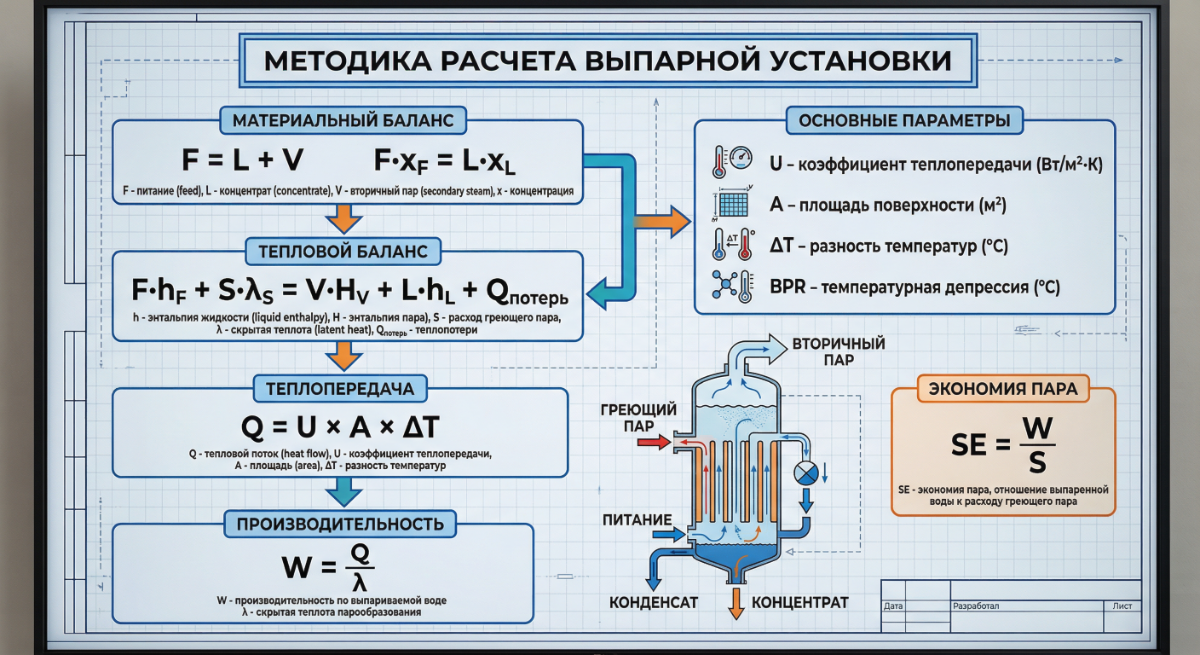Схема упрощенного расчета выпарной установки
