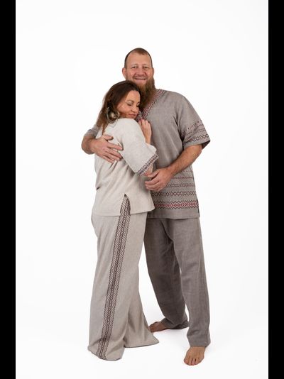 Костюм для дома и практик из льна ручного ткачества