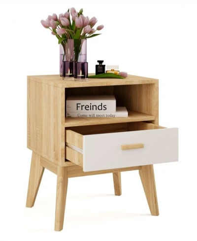 Калгари Тумба гостиная 440х400х570 Дуб натуральный светлый / Белый матовый