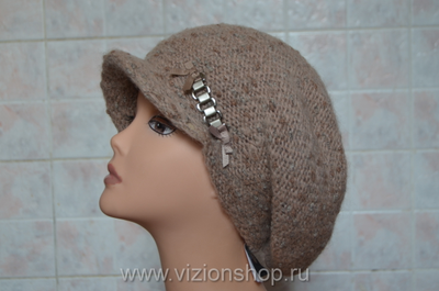Вязаная зимняя кепка для женщин Италия Vizio 5520  бежевая