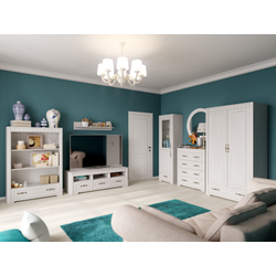 Шкаф-витрина "Прованс" гостиная 602х410х1970 Бодега белая / Патина премиум