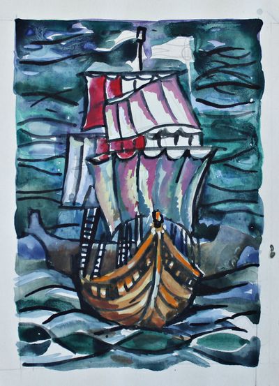 &quot;Корабль&quot; бумага гуашь 1980-е годы