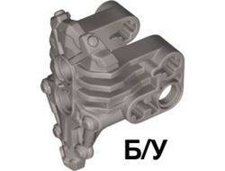 ! Б/У - Bionicle Armor Uniter with 2 Pin Holes on Front, Axle and Pin Holes on Sides, Flat Silver (24191 / 6135237) - Б/У