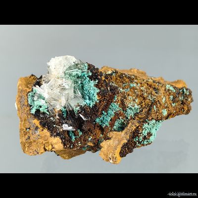 Гемиморфит, розазит (?),  на лимоните. Мексика. 58*47*35мм