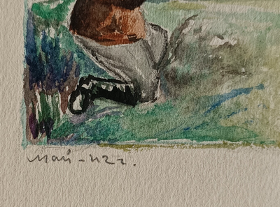 "Охотник" бумага акварель 1942 год