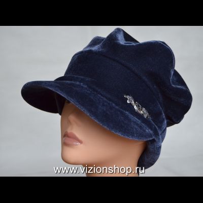 Кепка зимняя бархатная  Vizio Италия 6222 синяя