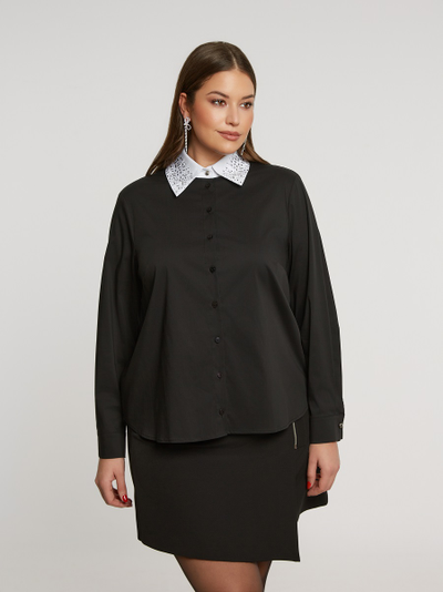 Рубашка с отсегивающимся воротом в черном и белом цвете