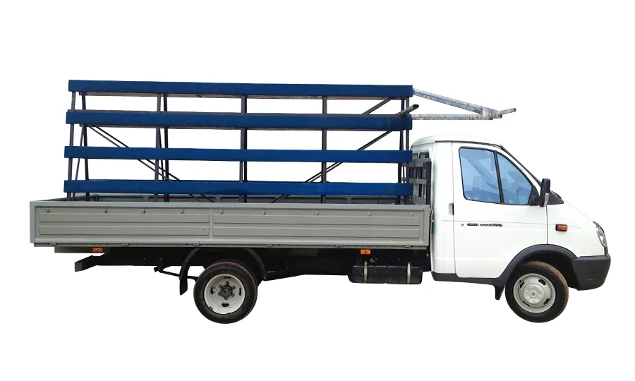 Газель с пирамидой; грузоподъемность 1500 кг, З*1.9*0,38 м, ремни фиксации 5 шт; пирамида-2*3 м