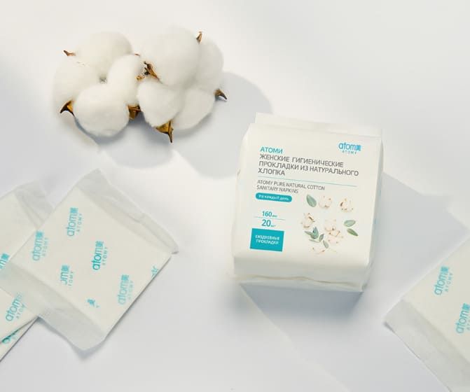 Дышащая поверхность прокладок Атоми