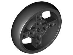 Wheel 56 x 14 Technic with Axle Hole and 8 Pin Holes with Molded Black Hard Rubber Tire Pattern, Black (39367pb02 / 6287602 / 6460559)