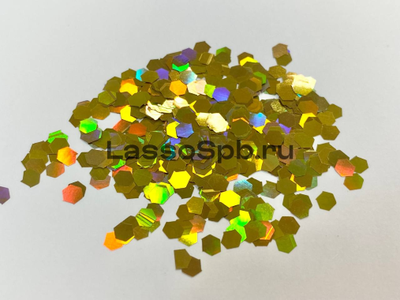 Глиттер блестки Желтое Золото Голография 4 мм вес 100 г