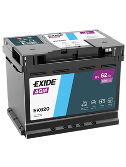 АККУМУЛЯТОР АВТОМОБИЛЬНЫЙ EXIDE AGM EK620 R+ 62Ah 680А (En)