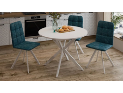 Стол обеденный раздвижной Мэдисон Тип 1 Белый муар/Белый