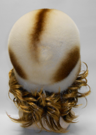 Шапка женская норковая Шляпка №4 лилия натуральный мех зимняя, жемчуг с напылением, арт. Ц-0238