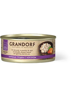 Консерва для кошек Grandorf Куриная грудка с лососем 70 г