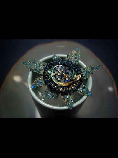 Необычное кольцо с опалом &quot;Ундиникум - русалочий цветок&quot;