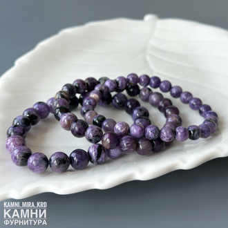 Браслет чароит с породой, шары 7-7,5/8,6-8,8 мм, цена за штуку