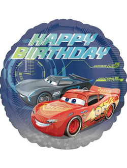 Шар фольгированный с гелием "Тачки с днем рождения" 46см