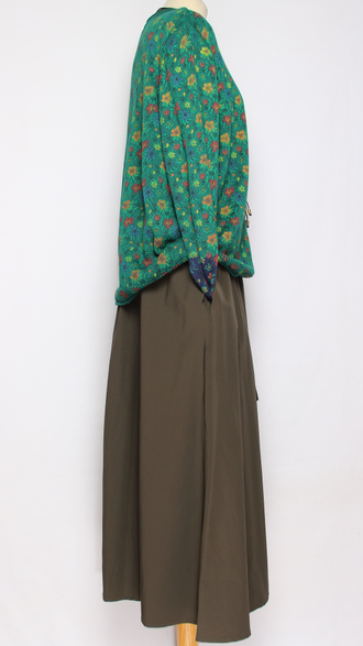 Джемпер ХЛОПОК "КОНТРАСТНЫЙ РУКАВ" малахит до.р.54