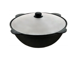 Казан чугунный 12 л. с алюминиевой крышкой