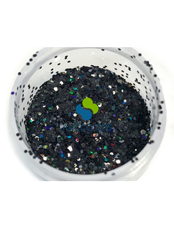 Блёстки глиттер Black Holographic Черный Голография 0,6 мм 1 кг