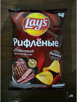 Чипсы Lays 140 гр. Стейк рибай с перечным соусом
