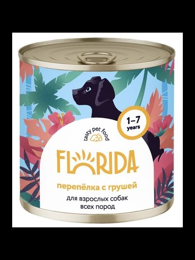 Florida (Флорида) влажный корм (консерва) для собак перепёлка с грушей, 240 г
